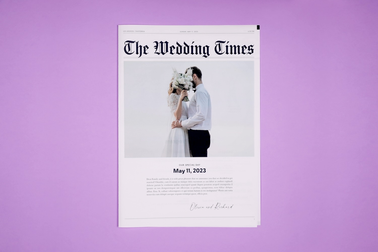 wedding newspaper template