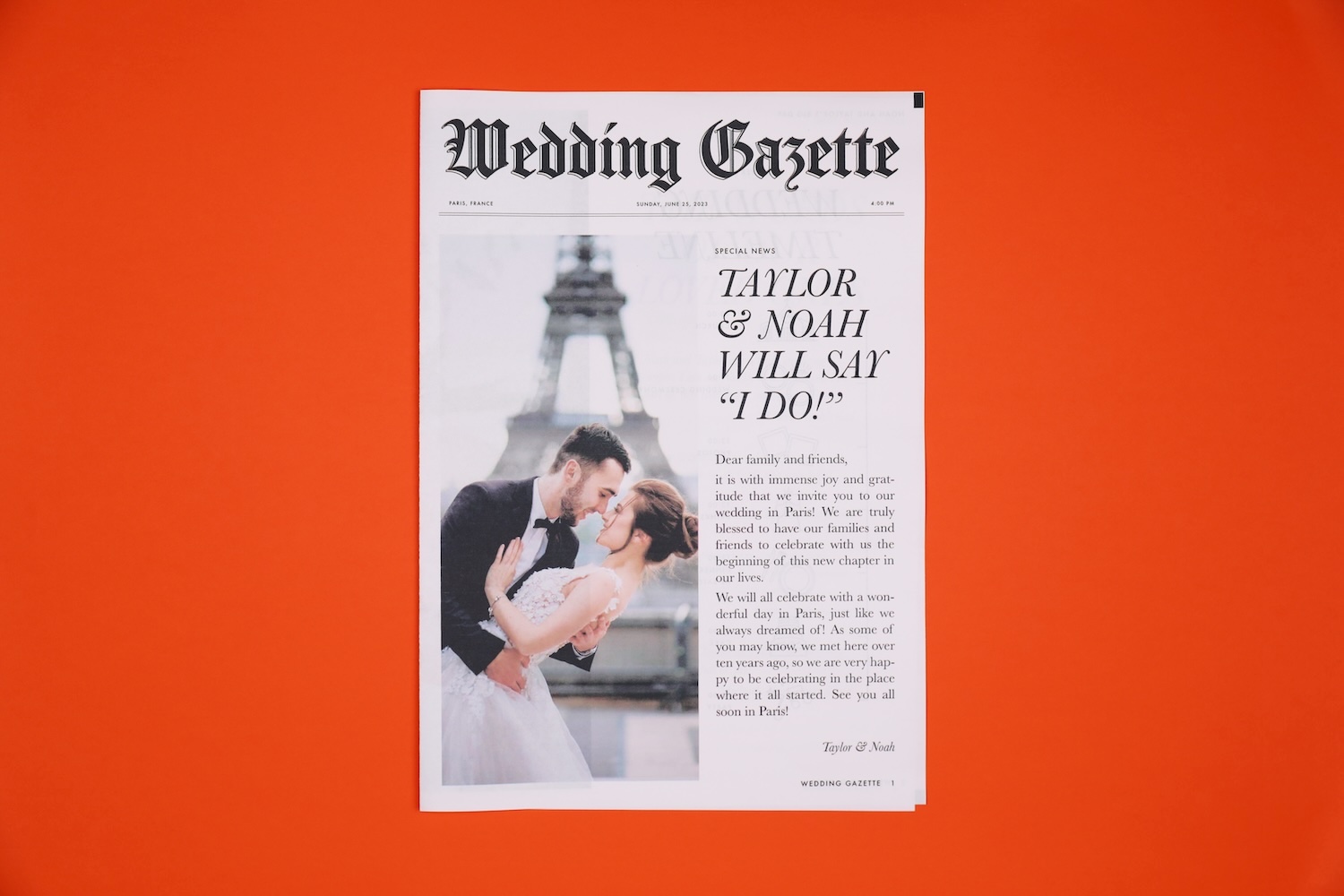 wedding newspaper template