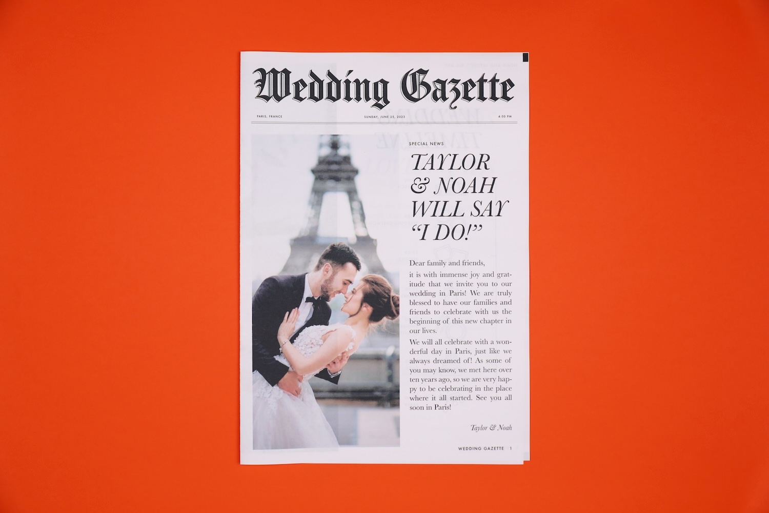 Wedding Newspaper